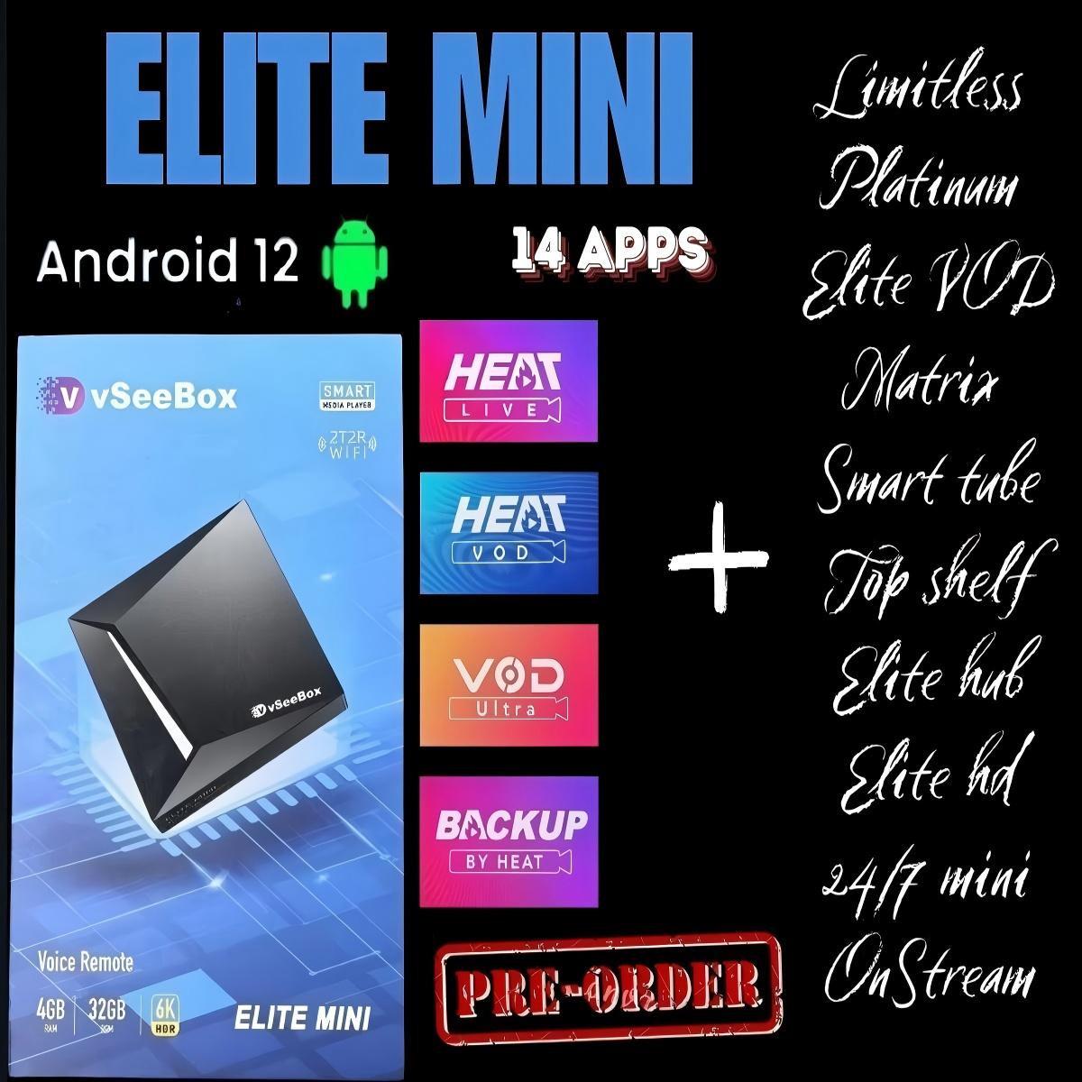 vSeeBox Elite Mini front view Android 12 TV box