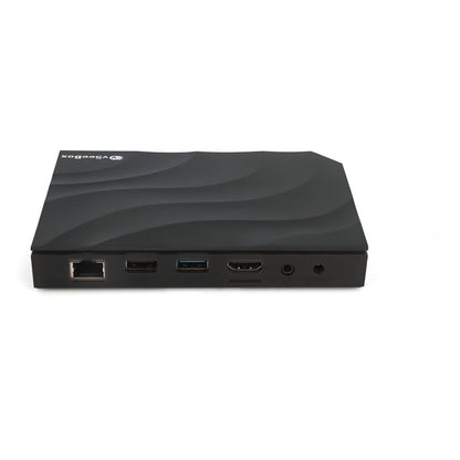 vSeeBox V3 Pro Android TV box back view and related interfaces